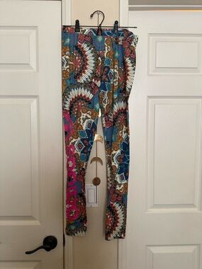 adidas Multicolor Bohemian Print Leggings - Teal, Pink, Brown, White